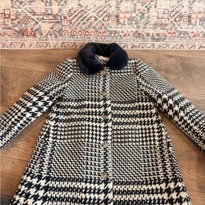Tartine et Chocolat Navy and White Houndstooth Coat